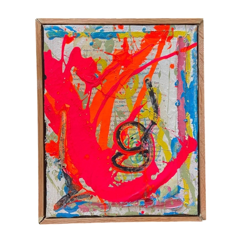 O Abstract Mixed Media Canvas Painting Framed Modern Art Spiritual Minimalism
